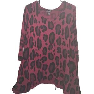 Women's Pink & Black Tunic Top Cheetah Animal Print Sz XL, Questions by Say What